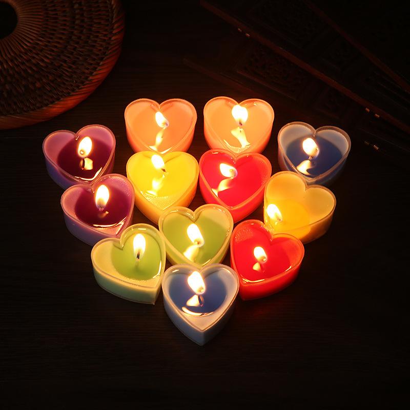 9Pcs/set Heart-shaped Candles Romantic Qixi Festival Valentine's Day Tea Wax Marriage Proposal