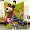 Cartoon Masha Bear Print Flannel Blanket High Quality Warm Comfortable Cover for All Seasons Perfect for Gifts Home Decor