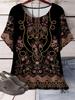 Summer Vintage Ethnic Patterns Women 3D Print T-Shirt Short Sleeves Tshirts Tops Harajuku O-Neck Tees Loose Y2k Women's Clothing