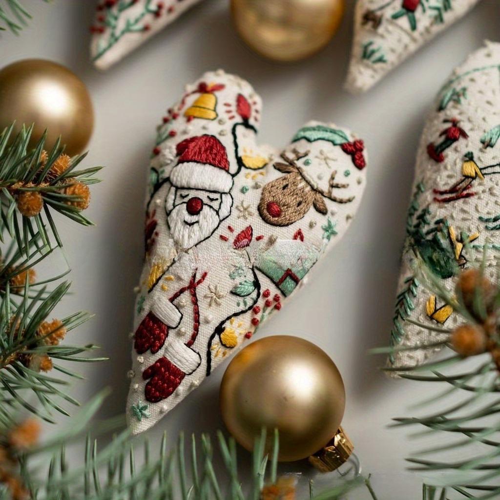 1 Stück DIY Herzförmige Handgemachte Stickerei (Materialpaket), Geeignet für Stickanfänger