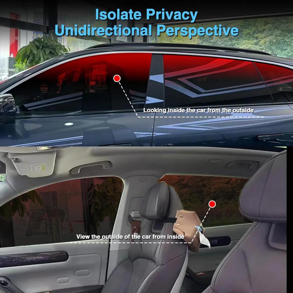Gradient Car Window Tint Film, Static Cling Privacy Sunshade, UV Protection Heat Insulation Sticker