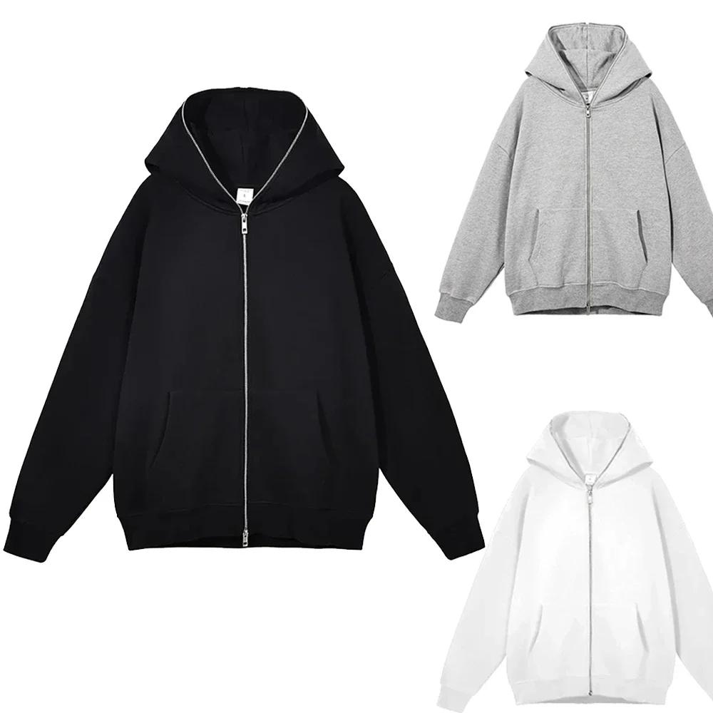Spring Autumn Men's and Women's Full Zip Hooded Jackets Zip Hoodies Casual Cardigans Streetwear Hip-hop Y2K Clothing