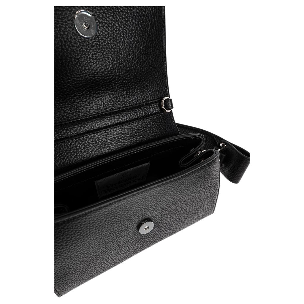VIVIENNE WESTWOOD Hazel Logo Embossed PU Crossbody Shoulder Bag Small Women Bags Black 4603000XWS000DN403
