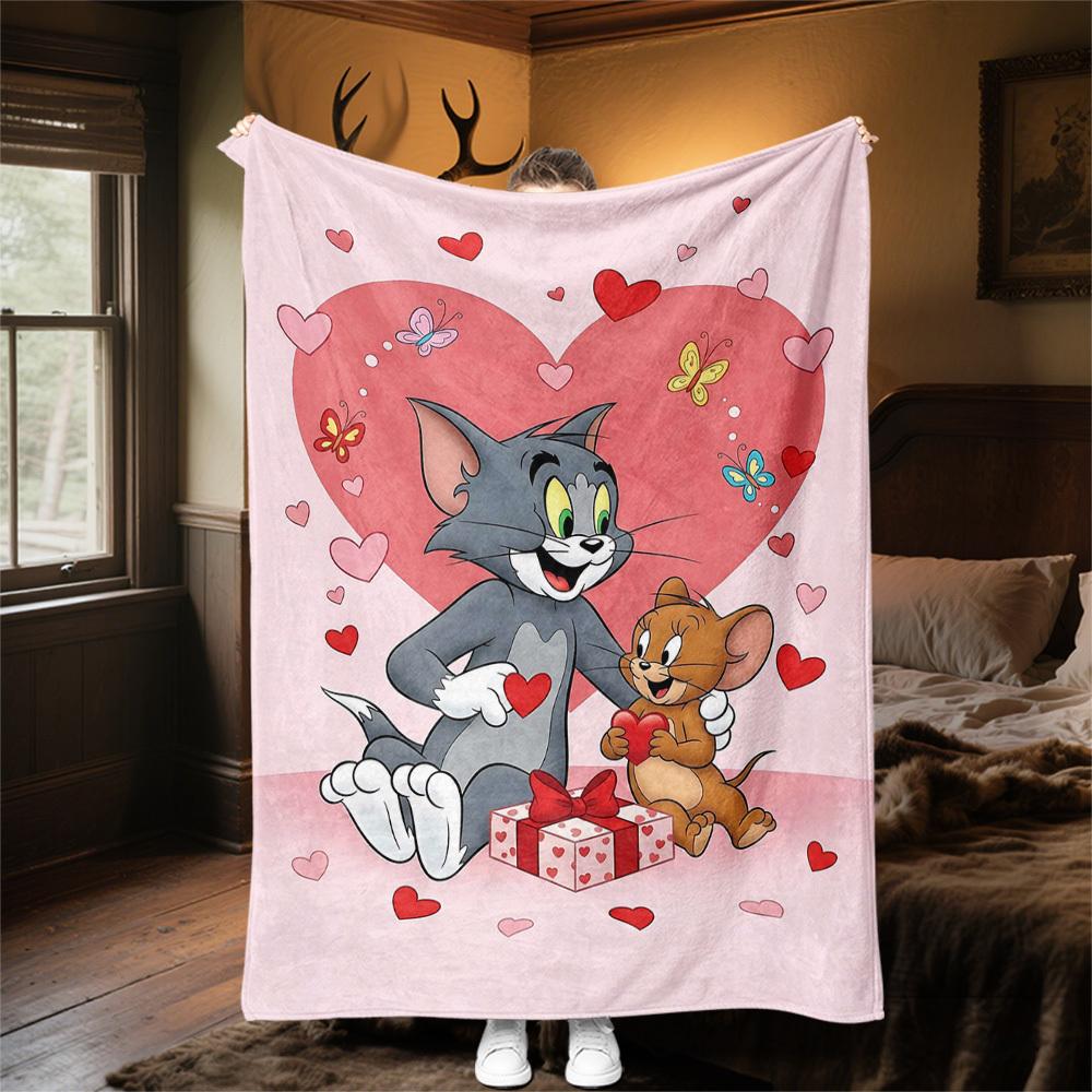 1pc Tom and JerryOutdoor Flannel Blanket Soft Plush Decor for Picnics, camping,Bedroom, Playroom, or Lunch Breakn1217A