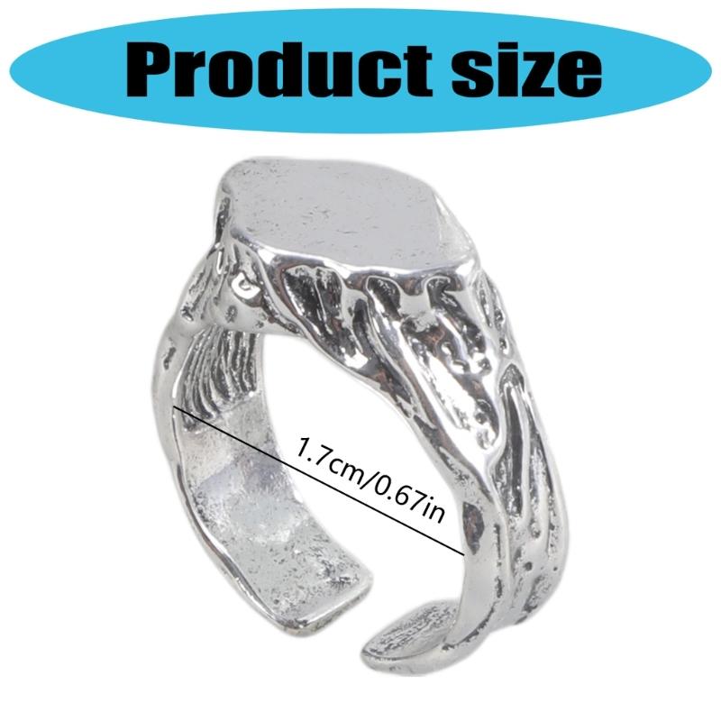 Handcrafted Stone Ring Rugged Rock Texture Vintage Nomadic Design Sturdy Alloy Stone Finger Ring Jewelry Gift