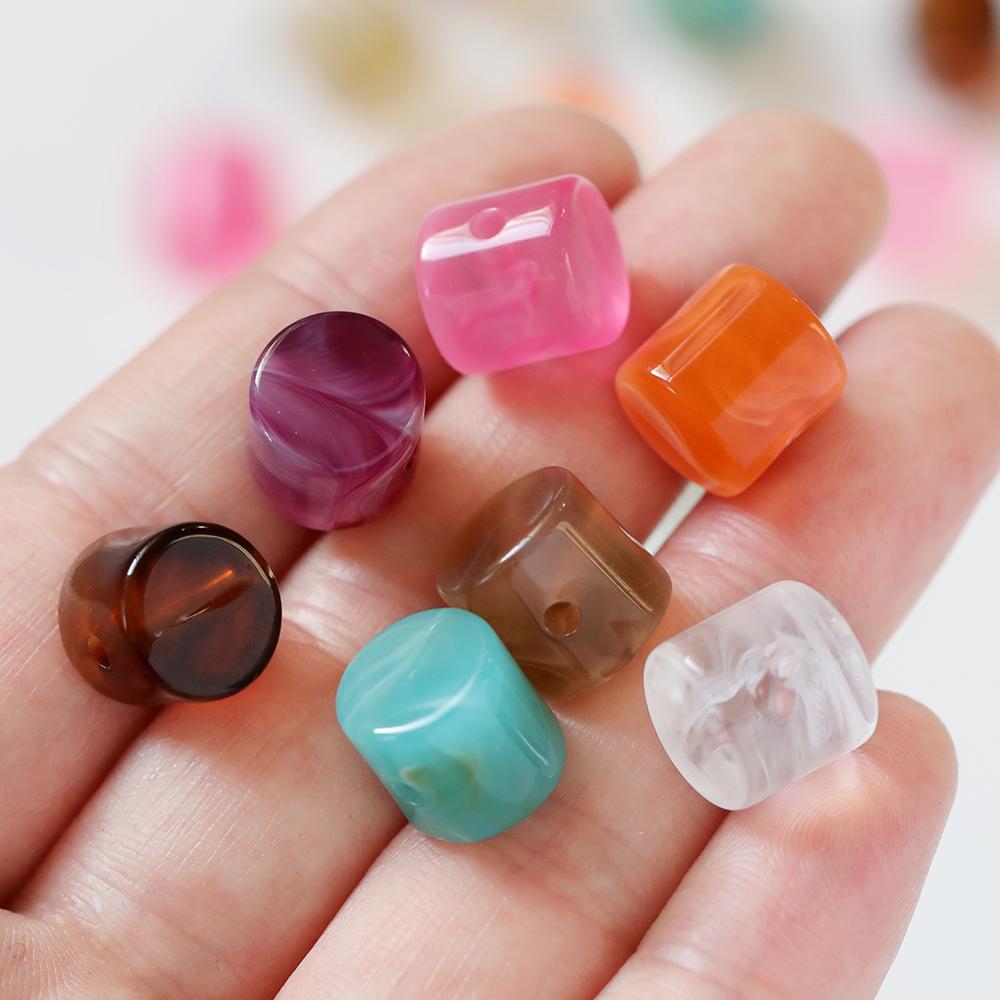 10 Stück 11,5x12mm Zylindrische Perlen Acryl Imitation Stein Lose Abstandshalterperlen für DIY Armband Halskette Schmuckherstellung Zubehör