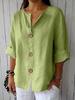 Plus Size Women Solid Color Front Button Shirt, Spring Casual Loose Daily Blouse Top