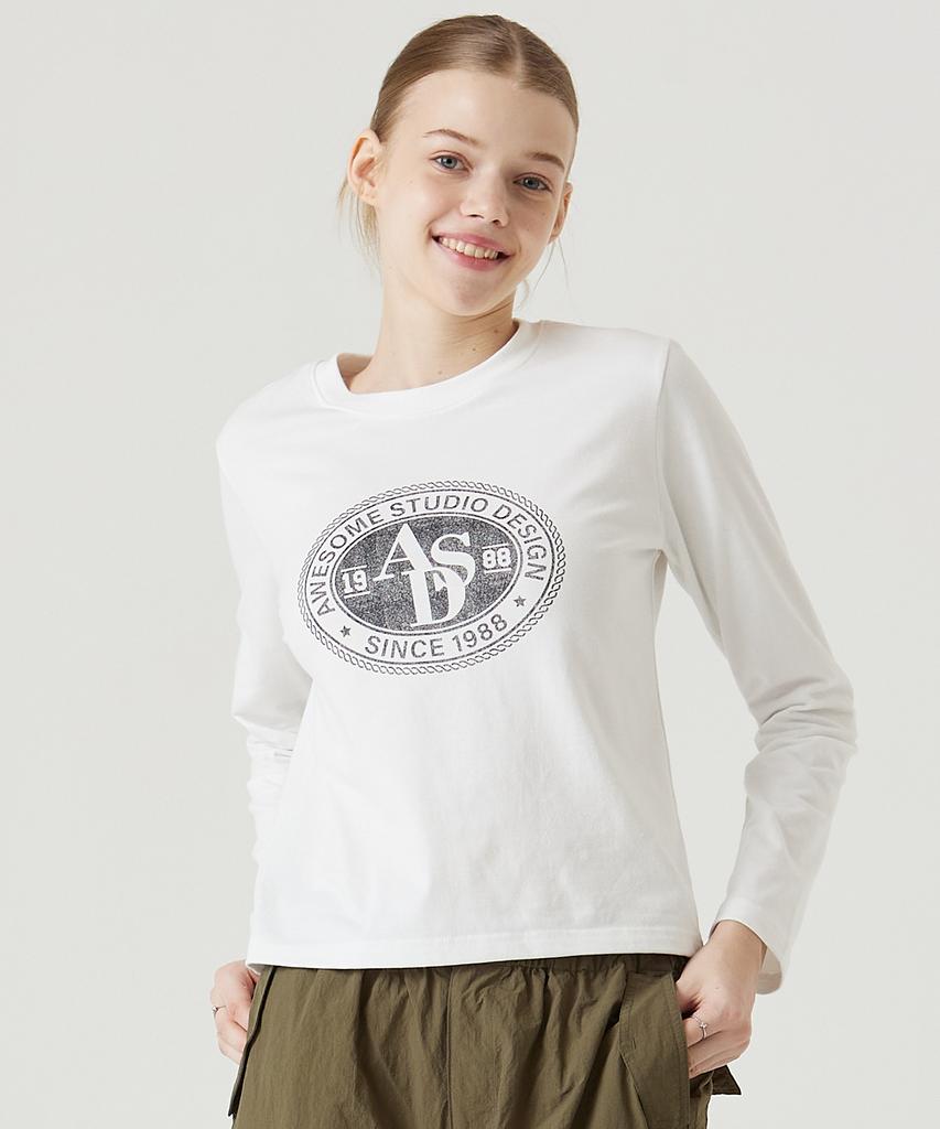 AWESOME STUDIO Long Sleeve Circle Symbol Slim Tee Ivory