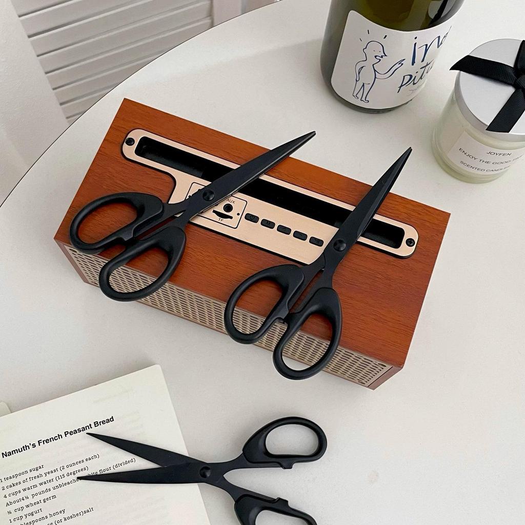 Premium Black Handmade Scissors with Semicircular Handle – Stainless Steel Office & Home Tool