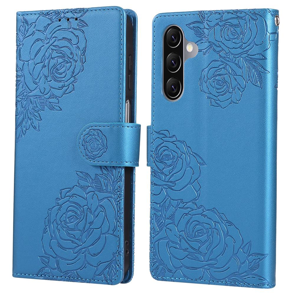 For Samsung Galaxy A17 5G/A26 5G Case Rose Flower PU Leather Wallet Phone Cover with 3 Card Slots/Wrist Strap