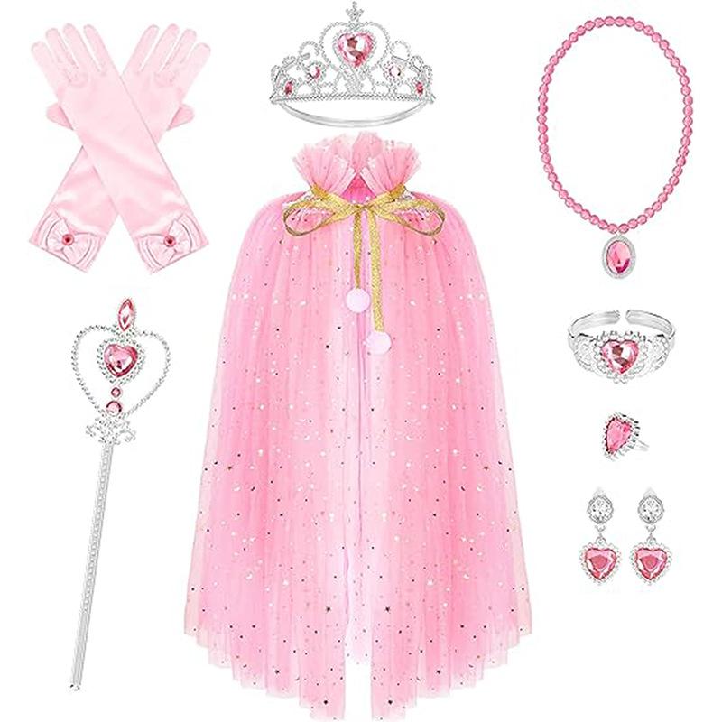 Frozen, Children's Girl, Wallet, Crown Magic Wand, Necklace, Gloves, Set, Elsa Princess Sparkling Cloak