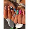 24pcs Elliptical Geometric Plaid Western Style Fake Nails With Colorful Geometry Print For Fashionable Girls Press On Nails Nail Supplies
