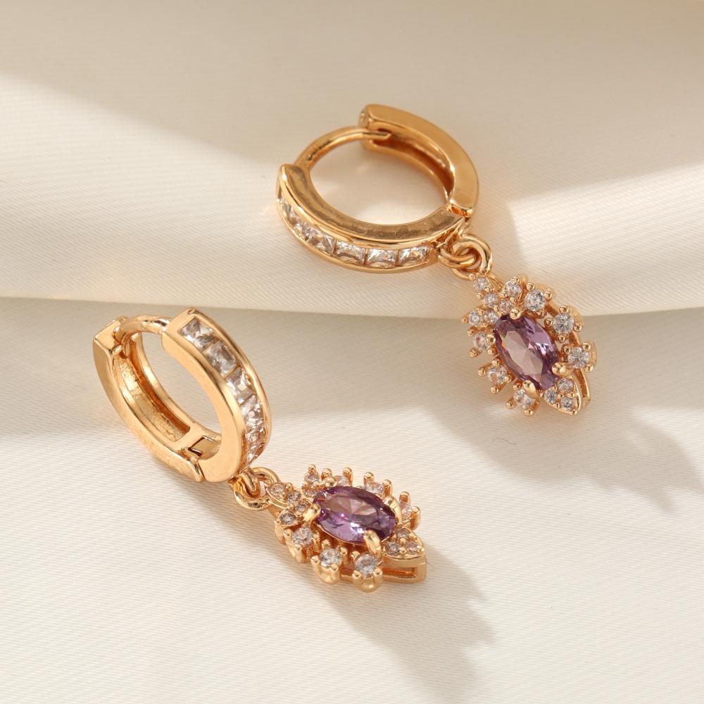 1 Pair Fashion Geometric Shapes Dangle Earrings for Women Cubic Zirconia Jewelry Wedding Party Accessories