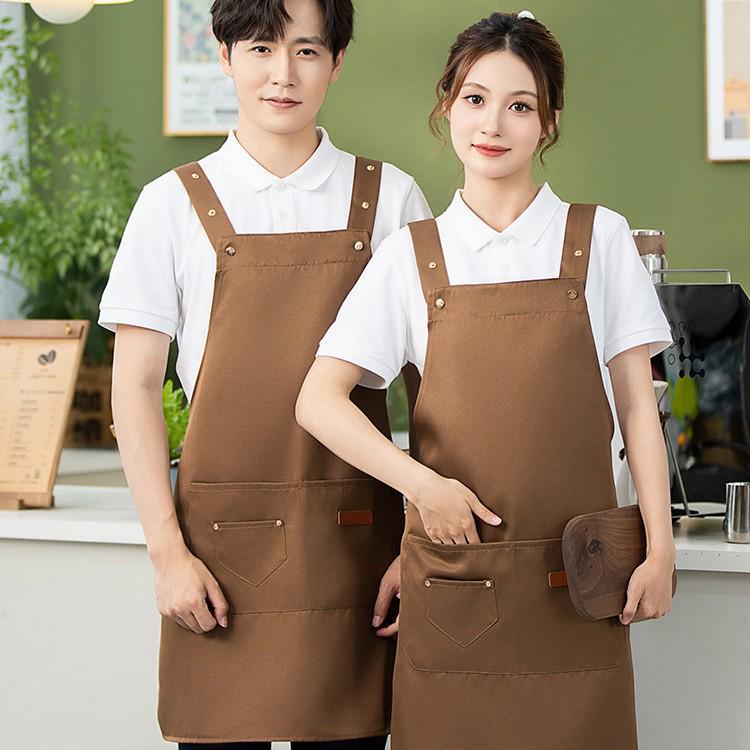 Custom Logo Waterproof Canvas Waist Apron for Coffee, Milk Tea & Catering