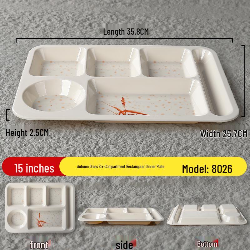 Autumn Grass Melamine Compartment Plate - Durable Dining Tableware for Restaurants, Schools, and Canteens