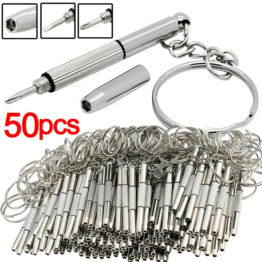 Steel Glasses Screwdriver Eyeglass Screwdriver Watch Repair Kit with Keychain Portable Hand Tools Precision Screwdriver Tools