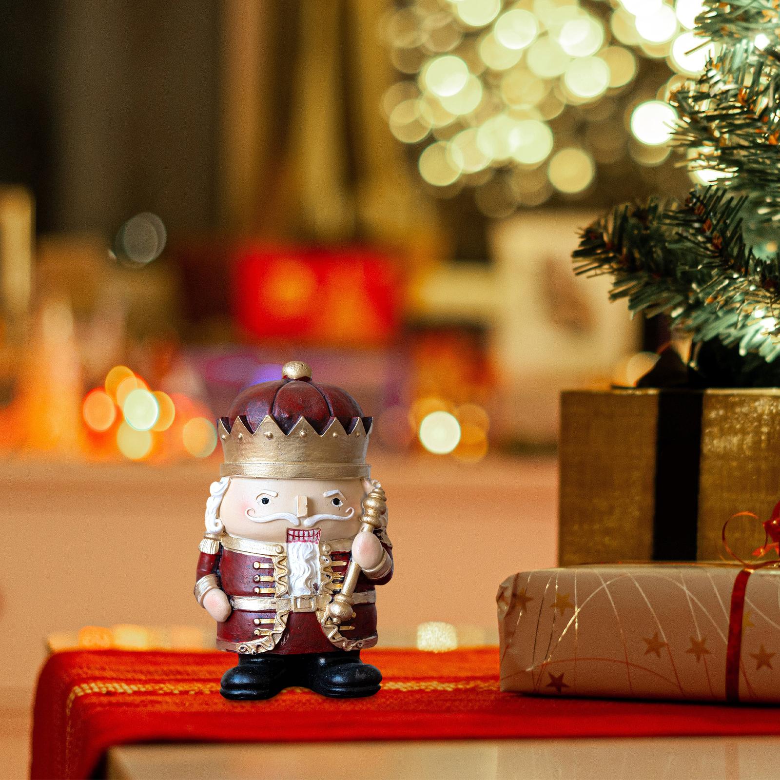 Christmas Nutcracker Figure Nutcracker Figure Decor Statue Sculpture Photo Props Resin Ornament for Bookshelf Shelves Party