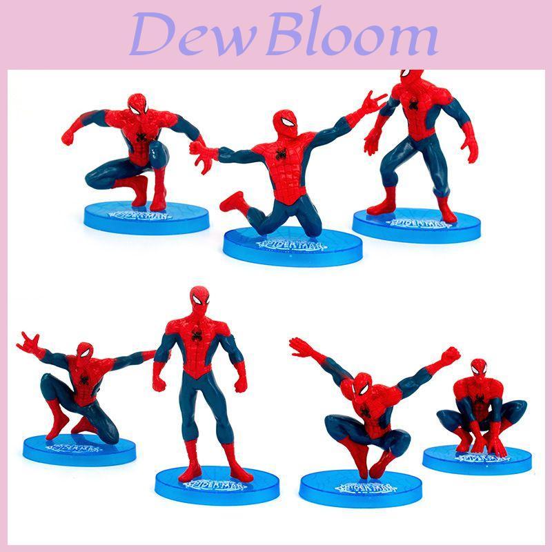 Marvel Spiderman 7pcs Mini Figures Pvc Miniatures Desktop Cake Decoation Topper