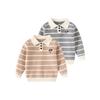 Spring and Autumn Children's Clothing Boy Polo Collar Stripes Sweater Kids Bear Embroidery Baby Boy Long Sleeves Knitwear Polo Shirt