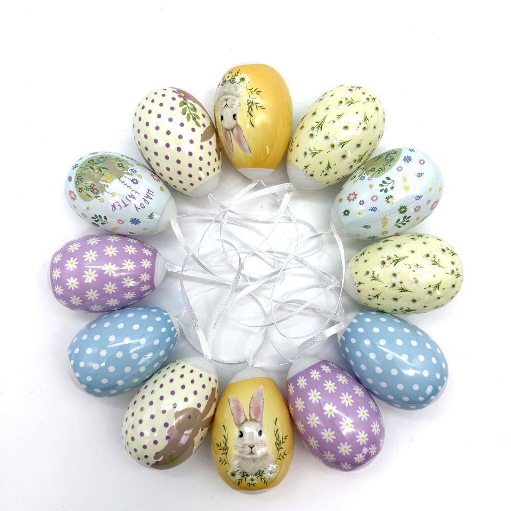 

12PCS Easter Egg Easter Party Atmosphere Plastic Egg Hanging Easter Egg Home Living Room Style 1