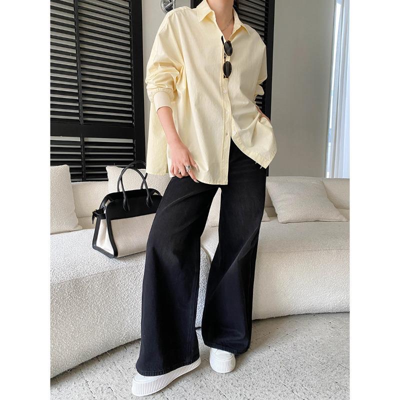 

Sinan Elegant French Style Loose Fit Side Slit Commute Shirt for Early Spring (SN8525) One Size жовтий