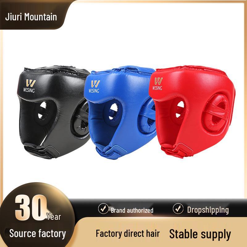 Jiuri Sanda Helmet: Faux Leather Beginners' Head Guard for Boxing and Martial Arts Training