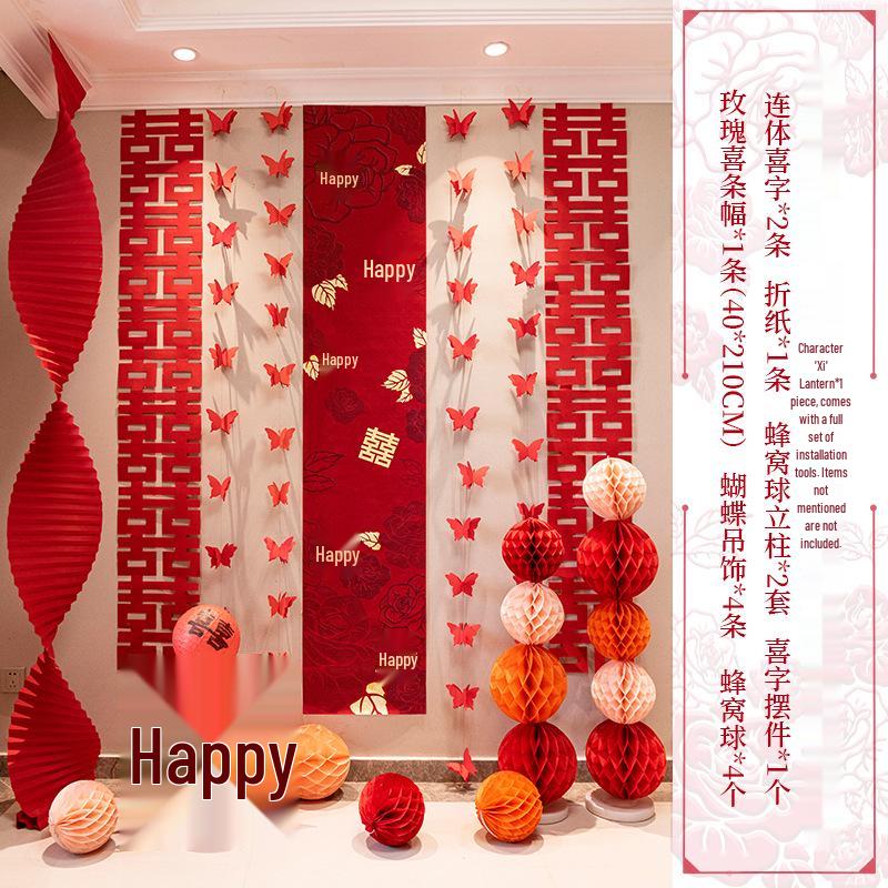 Wedding Decoration Set: Groom & Bride's Room Ornaments with Bunting & Robe Wall Décor