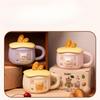 Cheese Bread Bear Water Cup Women's New High Appearance Level Ceramic Mug with Lid Home Drinking Water Gift for Others