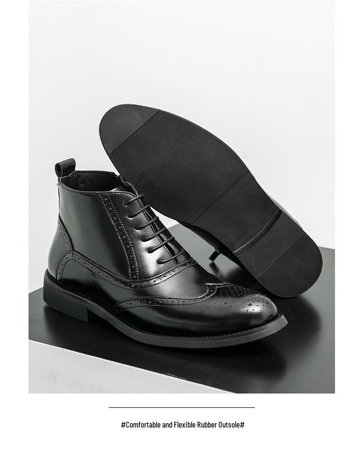 Men's High-Top Leather Pointed Toe Boots - Formal Casual Large Size Fashionable Short Martin Boots for Autumn.