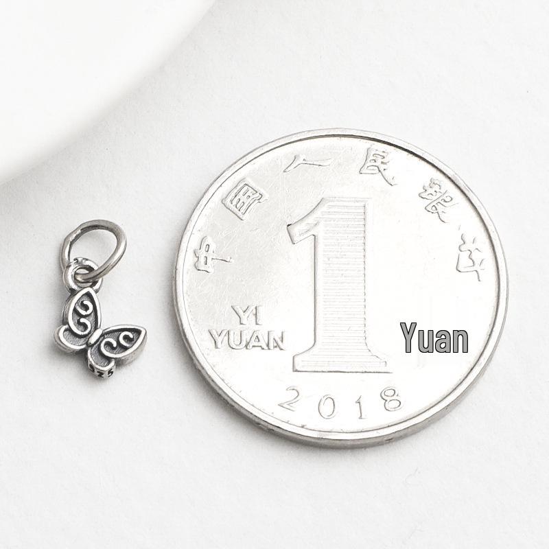 S925 Silver Butterfly Pendant Handwoven Rope Bracelet Necklace DIY Accessory