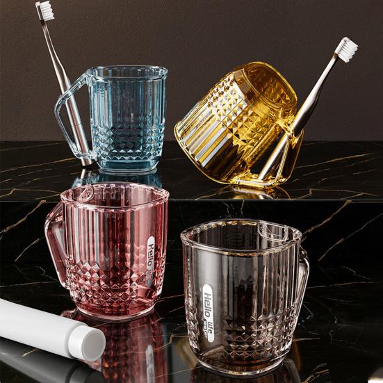 Mouthwash Cup Drop-Resistant Easy to Clean Transparent Bathroom Rinse Cup with Handle Bathroom Accessory