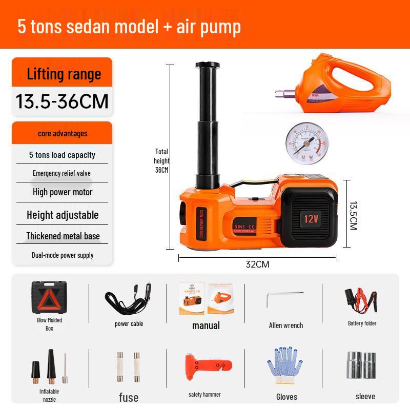 12V Electric Hydraulic Off-Road Vehicle Jack - 5 Ton Capacity