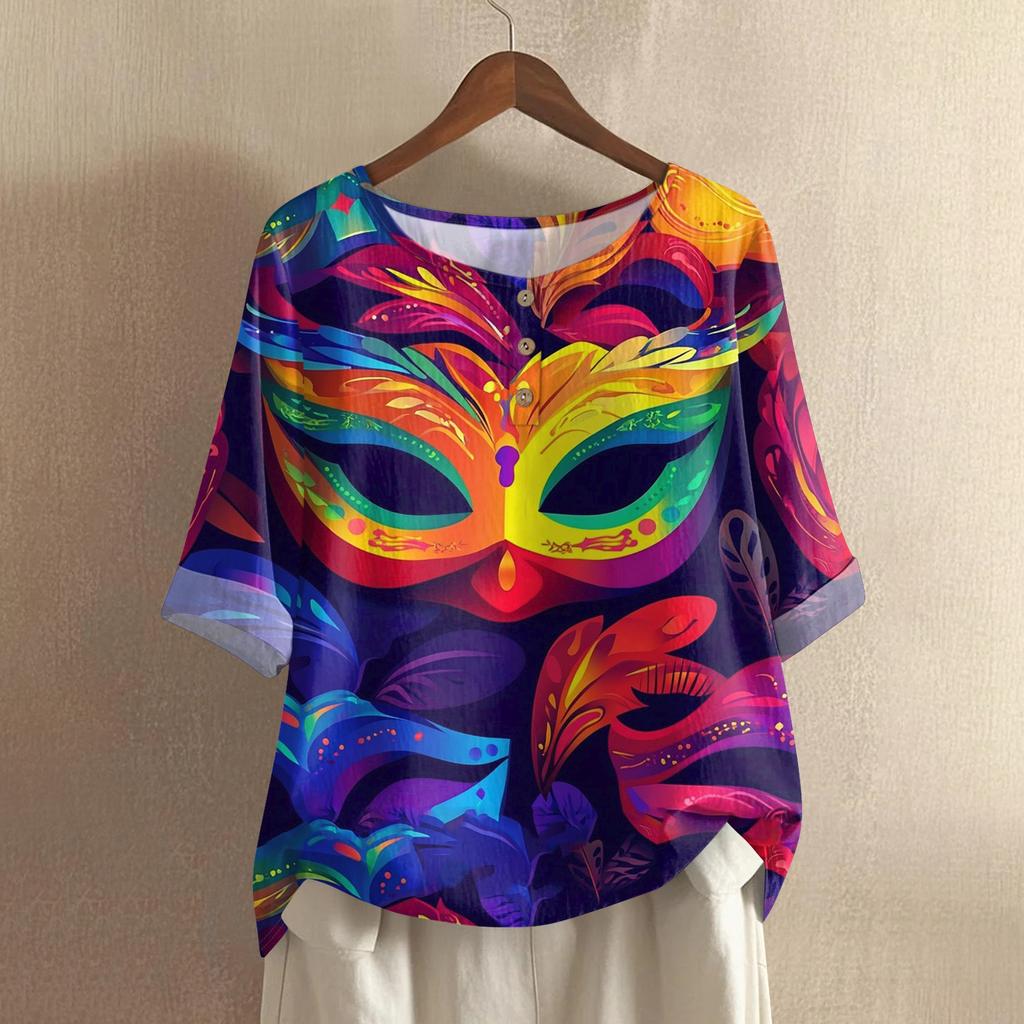 Damska Modna I Codzienna Koszula Z Krótkim Rękawem Z Okrągłym Dekoltem Bawełniana I Lniana Bluzka Top