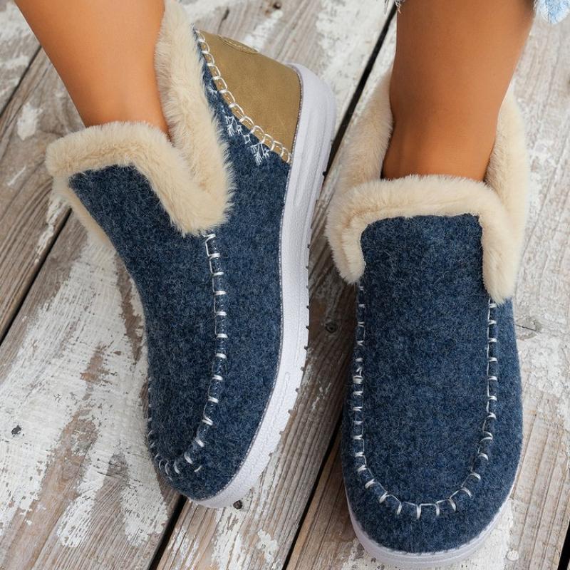 Fashion Women's Boots 2024 New Women Winter Boots Fur Shoes Women Ankle Boots Snow Botas Mujer Slip On Winter Shoes Female Flat Footwear
