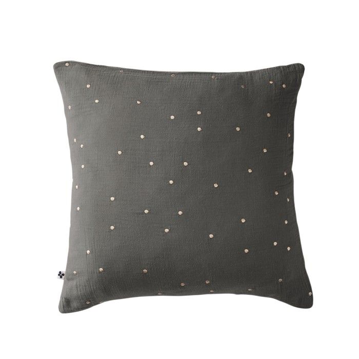 Taie d'oreiller Gaze de Coton 60 x 60 cm Gaia Chic Granit