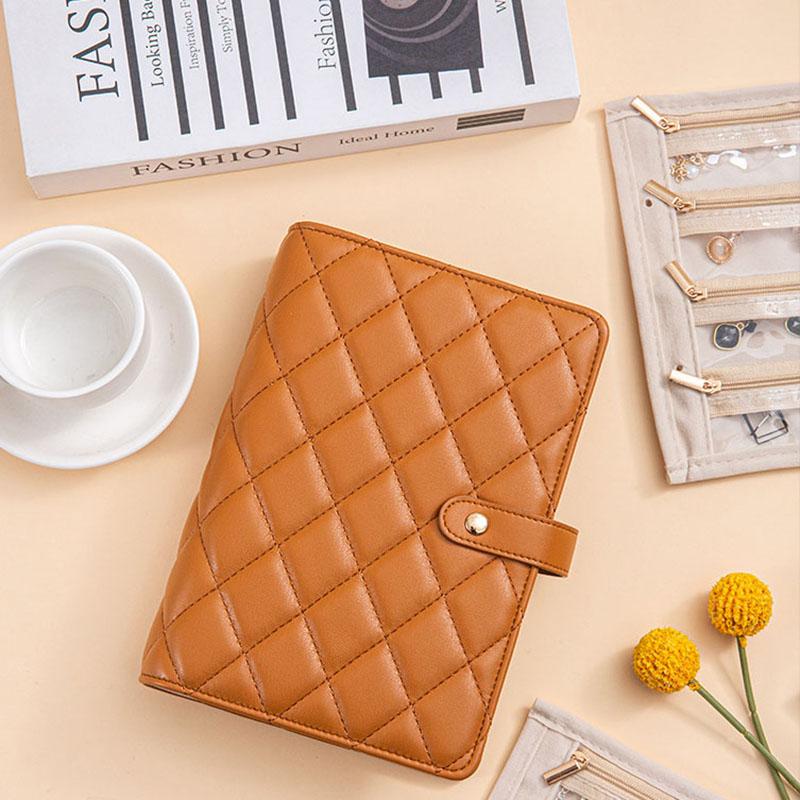 Hochwertiges Transparentes Schmuckaufbewahrungsbuch Samt mit Reißverschluss Halskette Ordner Aufbewahrungsbuch Luxus PU Leder Klarsichthüllen