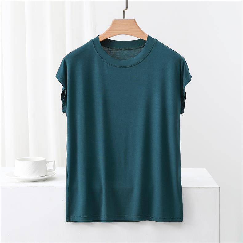 Modal Crew Neck Short Sleeve Casual T-Shirt - Women's Slimming, Versatile Summer Top.