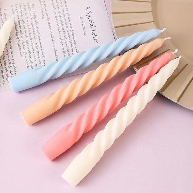Huaming Spiral Stick Taper Aroma Candle High Quality Gradient Multicolor Twisted Wedding Scented Dinner Candles
