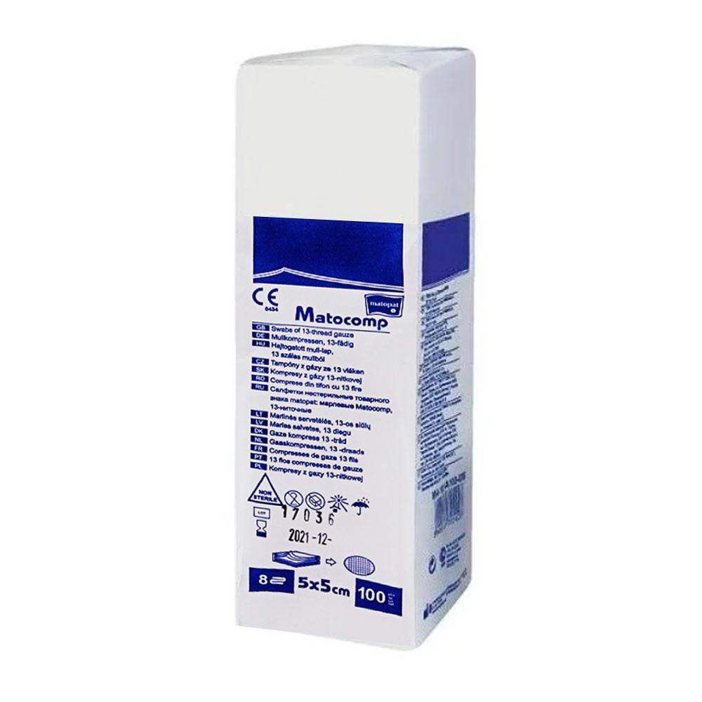 Non-Sterile Compress 5X5 Gauze 12 Layers 13 Threads Matocomp 100 Pcs Carton