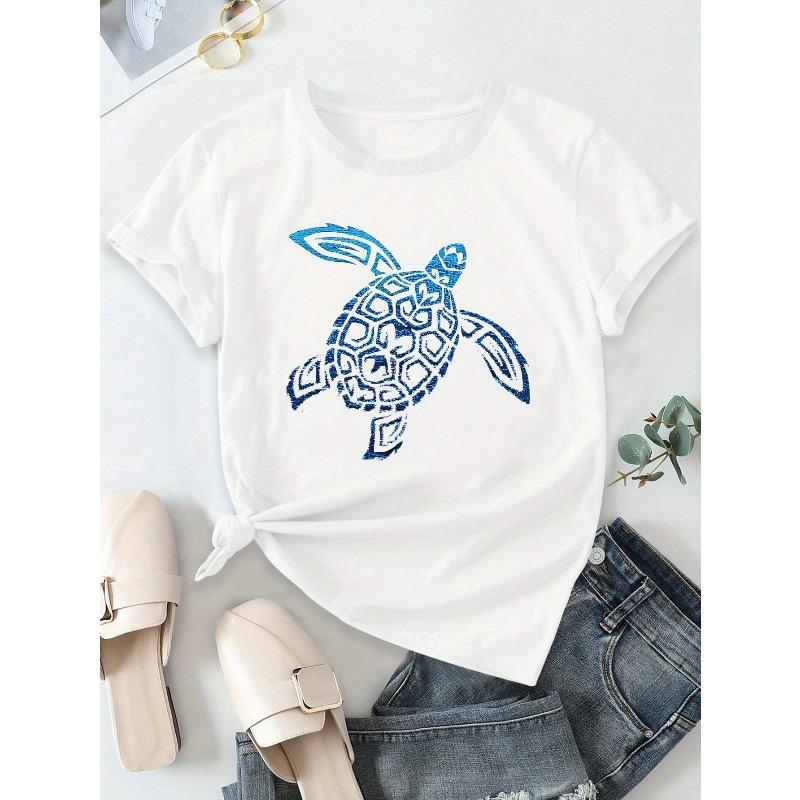 European Sizes Pattern Printed Casual Round Neck Short Sleeve T-shirt Summer New Women's Wear