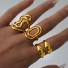 Minimalist Stainless Steel 18K Gold-Plated Line Ring Two Tone Irregular Love Ring Hollow Out Women's Stackable Ring Party Gift