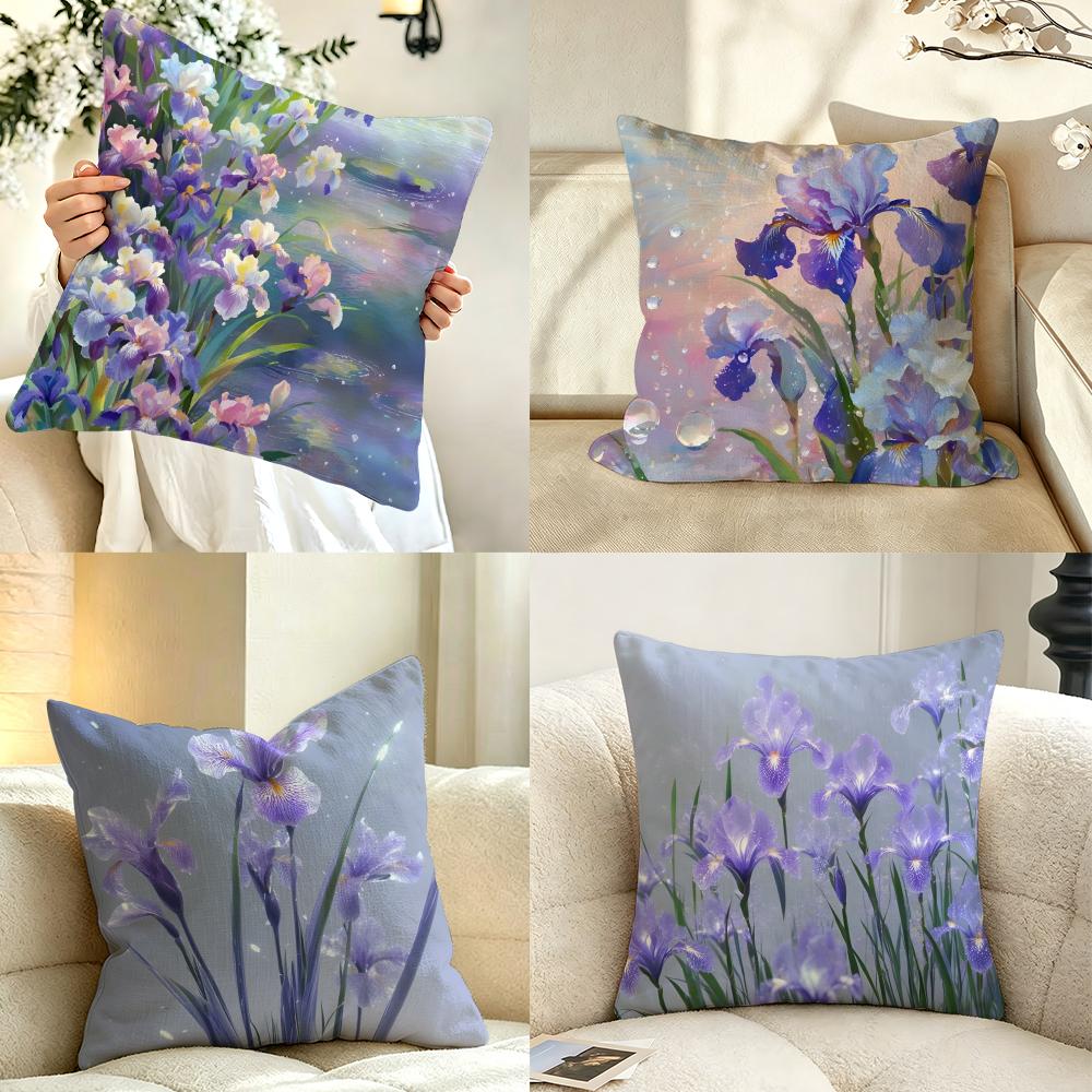 Art ffashion Iris Kissenbezug Kissenhülle Anti-Milben Kissenbezug Seidiger Kurzer Plüsch Sofakissenbezug heiß