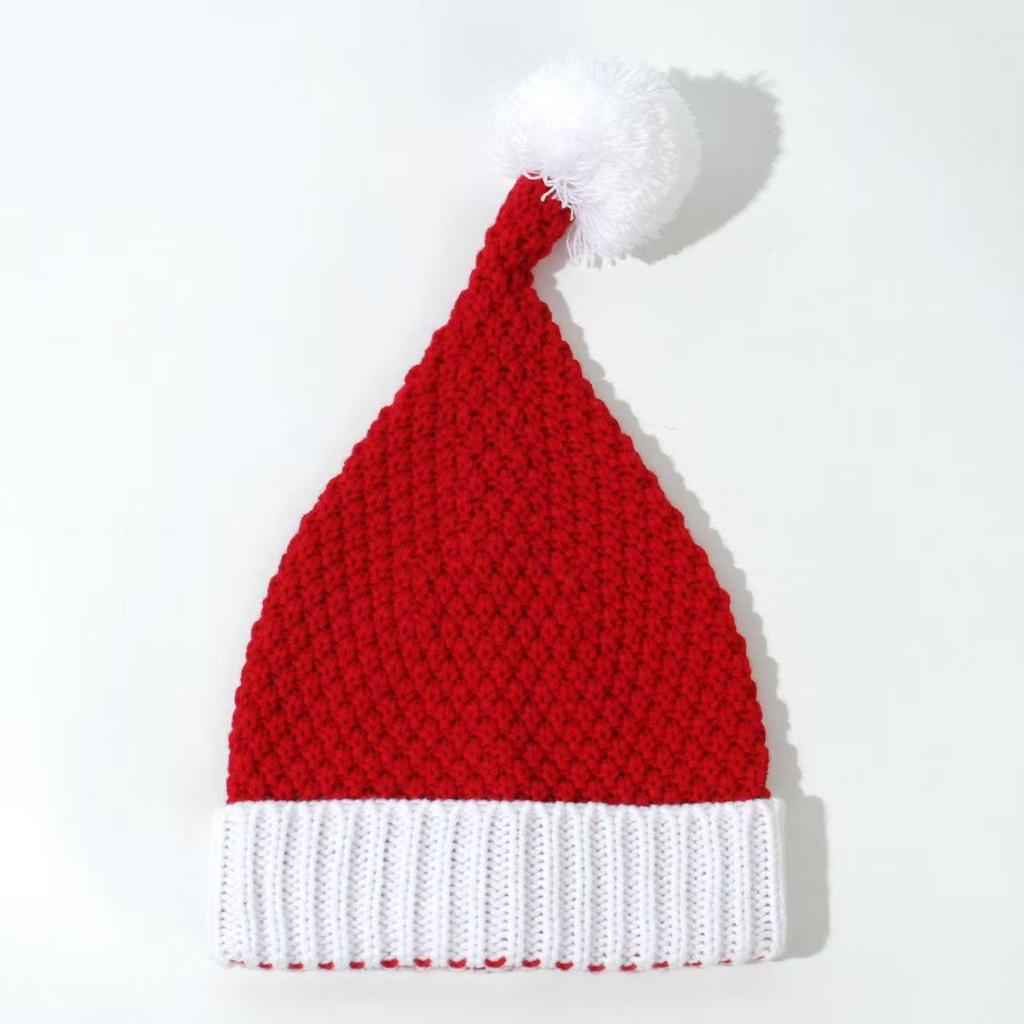 Cross-Border Holiday Parent-Child Santa Woolen Knit Hat Set for Mom and Baby
