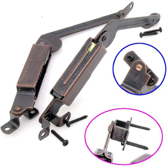 1 Pair of Self-Balancing Lid Support Hinges, Left & Right, Dark Bronze Tone Hinge with Screws for Sofa, Box, Cabinet, Open Length 7.9-in (20 Cm)