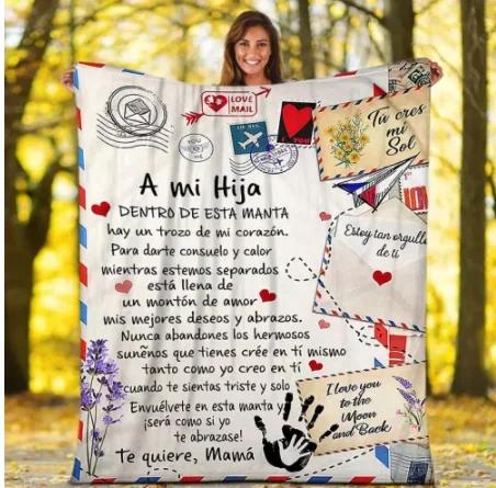 Spanish Letters Blanket To My Daughter In Spanish Warm Cozy Letter Throw Blanket for Bed Sofa Couch Birthday Gift Queen King