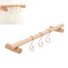 Wooden Towel Rack 45cm with 3 S Hooks Wall Mounted Towel Holder Hanger for Bathroom