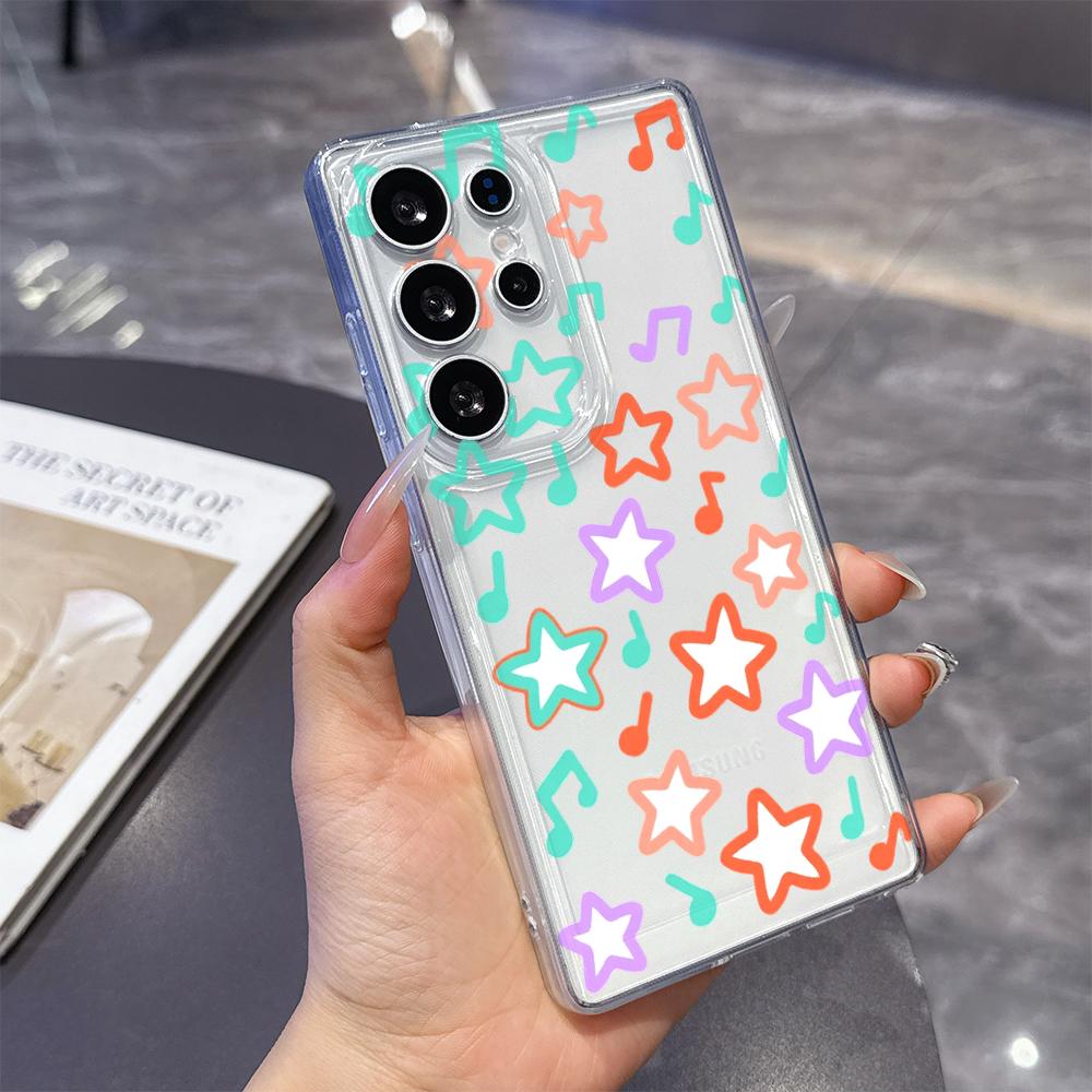Colorful Music Notes and Stars Case for Samsung Galaxy S26 S25 S24 S23 S22 S21 S20 FE Plus Soft TPU Slim Fit Shockproof Cover