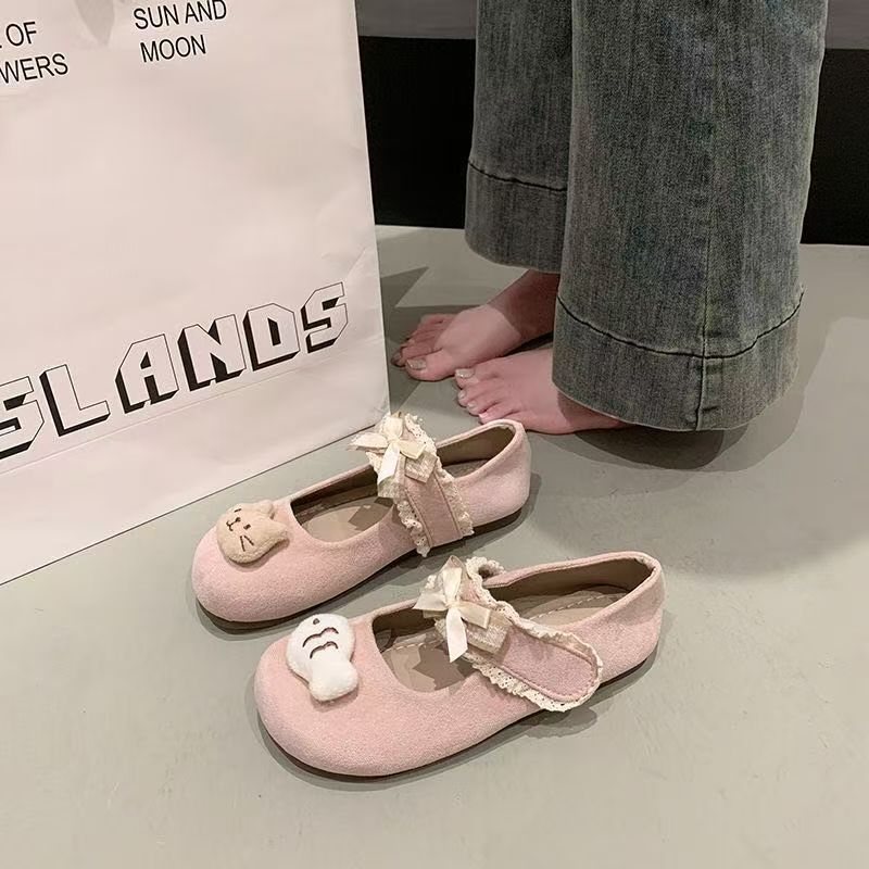 Versatile Gentle Bow Cartoon Flat Shoes Fashion Sweet Girly Soft Spring 2025 New