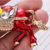 Keychain Pendant Chinese Style Rhinestones-Encrusted Oil Painting 3D Zodiac Horse Design Key Chain Metal