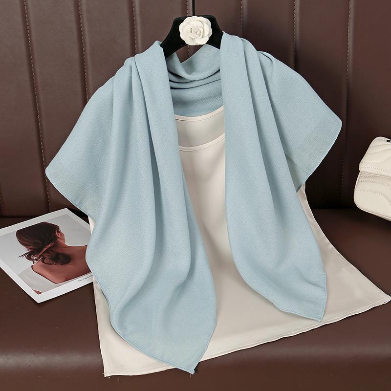90*90Cm Thin Soft Square Scarves For Women Simplicity Solid Color Cotton Linen Headscarf Muslim Female'S Hijabs Bag Accessories